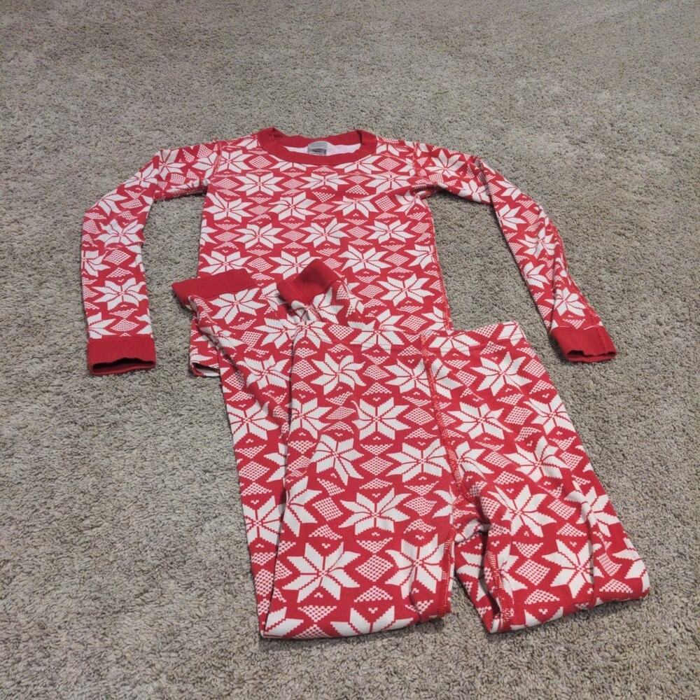 Hanna Andersson Kids Scandi Snowflake Organic Cotton Long John Pajama Set 150/12